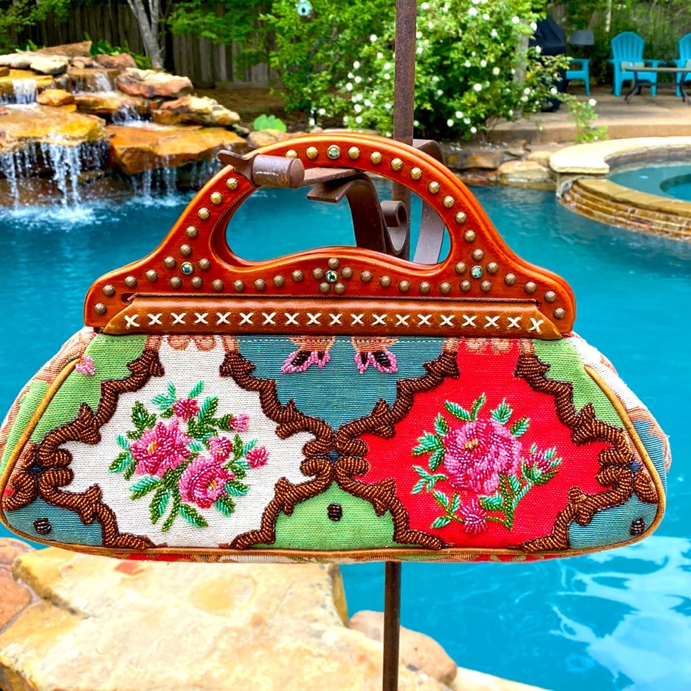 Embroidered Top Handle Bag